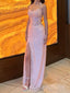 Pink Lace Mermaid Mermaid Side Slit Long Evening Prom Dresses, MR9613