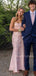 Simple Pink Satin Mermaid Long Evening Prom Dresses, MR9616