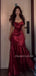 Mermaid Dark Red Satin Long Evening Prom Dresses, MR9617