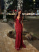 Sparkly Red Mermaid V-neck Long Evening Prom Dresses, MR9621