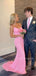Gorgeous Spaghetti Straps Pink Sequins Long Evening Prom Dresses, V-neck Mermaid Prom Dress, MR9628