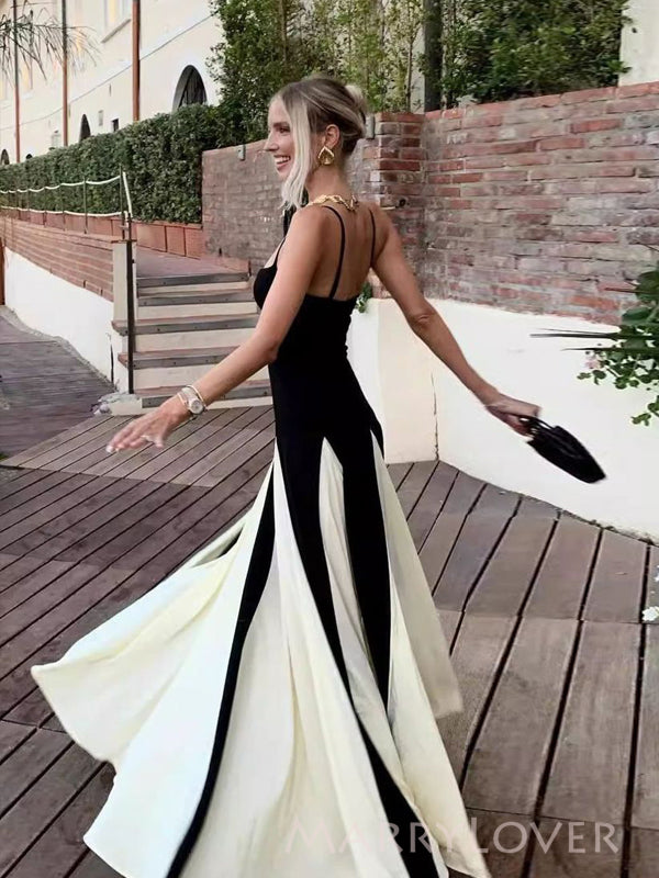 Formal Black Spaghetti Straps Long Evening Prom Dresses, MR9629