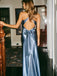 Dusty Satin V-neck Mermaid Long Evening Prom Dresses, MR9631