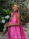 Deep V-neck Pink Long Evening Prom Dresses, A-line Prom Dress, MR9633
