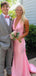 Gorgeous Pink V-neck Mermaid Long Evening Prom Dresses, Halter Backless Prom Dress, MR9637