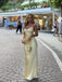 Simple Yellow Mermaid Spaghetti Straps Long Evening Prom Dresses, MR9642