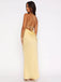 Simple Yellow Mermaid Spaghetti Straps Long Evening Prom Dresses, MR9642