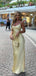 Simple Yellow Mermaid Spaghetti Straps Long Evening Prom Dresses, MR9642