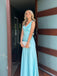 Lovely Blue Satin Mermaid Long Evening Prom Dresses, MR9644