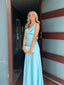 Lovely Blue Satin Mermaid Long Evening Prom Dresses, MR9644