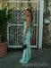 Elegant Strapless Blue Satin Mermaid Long Evening Prom Dresses, MR9645