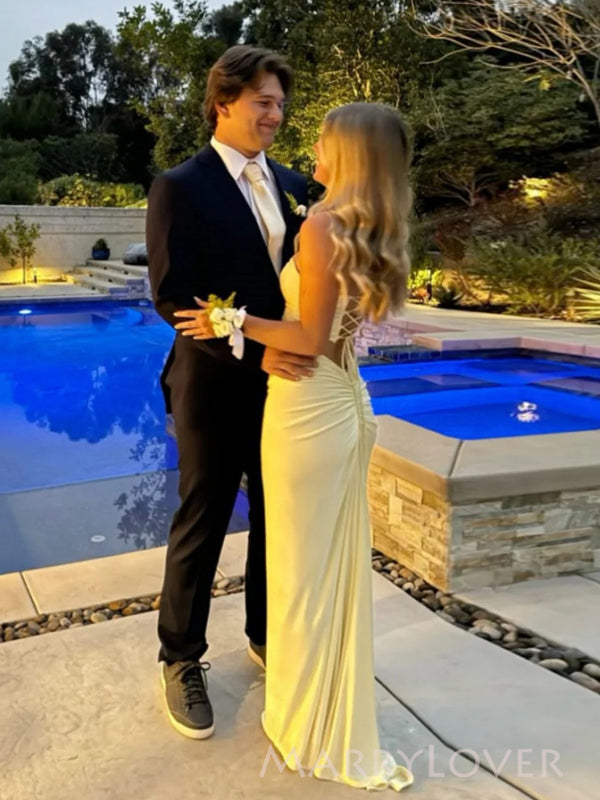 Sexy Sheath Mermaid Backless Long Evening Prom Dresses, Strapless Prom Dress, MR9657