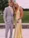 Sexy Backless V-neck Yellow Long Evening Prom Dresses, MR9661
