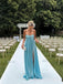 Simple Sweetheart Blue Side Slit Long Evening Prom Dresses, MR9665