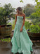 Formal Strapless A-line Blue Long Evening Prom Dresses, MR9666