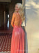 Sexy Backless Pink Spaghetti Straps Long Evening Prom Dresses, MR9667