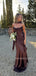 Mermaid Chocolate Satin Strapless Long Evening Prom Dresses, MR9669