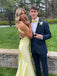 Morden Mermaid V-neck Yellow Long Evening Prom Dresses, MR9670
