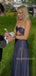 Gorgeous Navy Blue Sweetheart Side Slit Long Evening Prom Dresses, MR9683