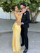 Sexy Backless Yellow Mermaid Long Evening Prom Dresses, MR9686