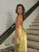 Sexy Backless Yellow Mermaid Long Evening Prom Dresses, MR9686