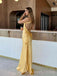Sexy Backless Yellow Mermaid Long Evening Prom Dresses, MR9686