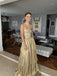 Formal Gold Strapless A-line Long Evening Prom Dresses, MR9693