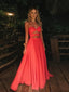 Sweetheart A-line Chiffon Long Evening Prom Dresses, MR9695
