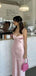 Pink Satin Straps Mermaid Long Evening Prom Dresses, MR9707