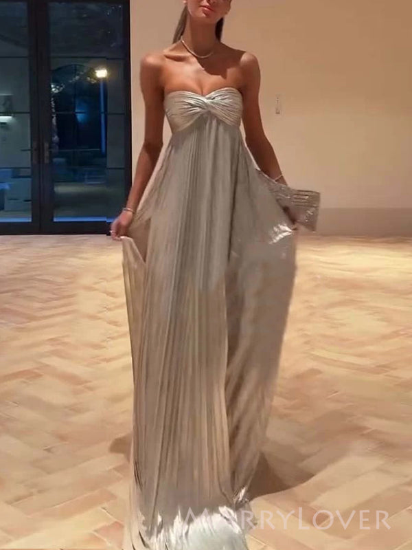 Silver A-line Sweetheart Long Evening Prom Dresses, MR9711