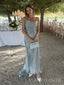 Sexy Mermaid Strapless Grey Long Evening Prom Dresses, MR9712