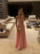 Formal A-line Pink Chiffon Straps Long Evening Prom Dresses, MR9714