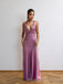 Morden Purple Satin V-neck Mermaid Long Evening Prom Dresses, MR9715