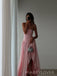 Gorgeous Pink A-line Side Slit Strapless Long Evening Prom Dresses, MR9716