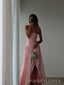 Gorgeous Pink A-line Side Slit Strapless Long Evening Prom Dresses, MR9716
