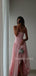 Gorgeous Pink A-line Side Slit Strapless Long Evening Prom Dresses, MR9716