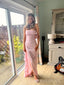 Lovely Pink Side Slit Long Strapless Evening Prom Dresses, MR9719