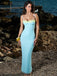 Sexy Mermaid Spaghetti Straps Blue Long Evening Prom Dresses, MR9726