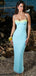 Sexy Mermaid Spaghetti Straps Blue Long Evening Prom Dresses, MR9726