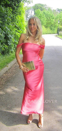 Off Shoulder Satin Mermaid Long Evening Prom Dresses, MR9728