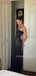 Sheath Black Lace Mermaid Spaghetti Straps Long Evening Prom Dresses, MR9735