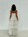 Elegant Strapless White Long Evening Prom Dresses, A-line Wedding Dress, MR9740
