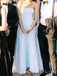 Morden Blue Tulle Simple Strapless Long Evening Prom Dresses, MR9745