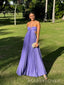 A-line Purple Chiffon SSpaghetti Straps Long Evening Prom Dresses, MR9747