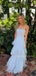 Spaghetti Straps White Tulle Long Evening Prom Dresses, MR9750