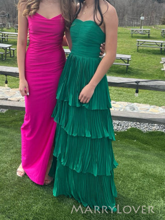 Sweetheart Green Chiffon Backless Long Evening Prom Dresses, MR9751