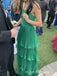 Sweetheart Green Chiffon Backless Long Evening Prom Dresses, MR9751