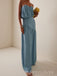 Simple Sweetheart Blue Chiffon Strapless Long Evening Prom Dresses, MR9752