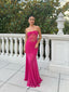 Sweetheart Chiffon Lace Mermaid Long Evening Prom Dresses, MR9758