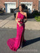 Elegant One Shoulder Sequins Mermaid Long Evening Prom Dresses, High Slit Prom Dress, MR9761